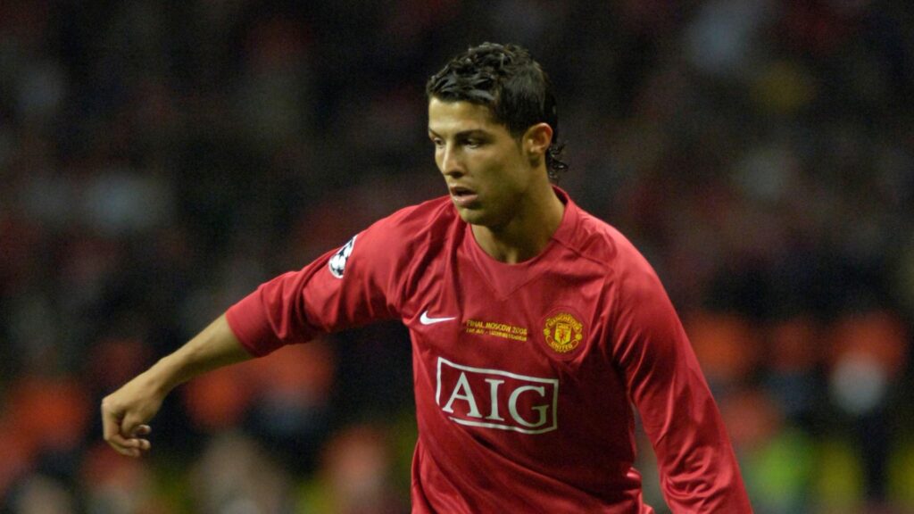 Cristiano Ronaldo em sua primeira passagem no Manchester United