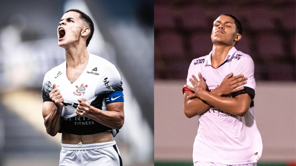 Luiz Gustavo Bahia, do Corinthians, e Ryan Francisco, do São Paulo, são destaques na Copinha (Fotos: Reprodução e Guilherme Veiga/SPFC)