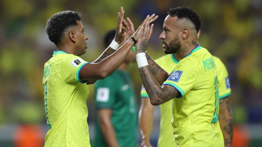 Rodrygo e Neymar na Seleção Brasileira, 2023.