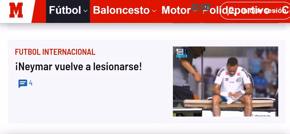 Neymar é assunto do Marca, da EspanhA