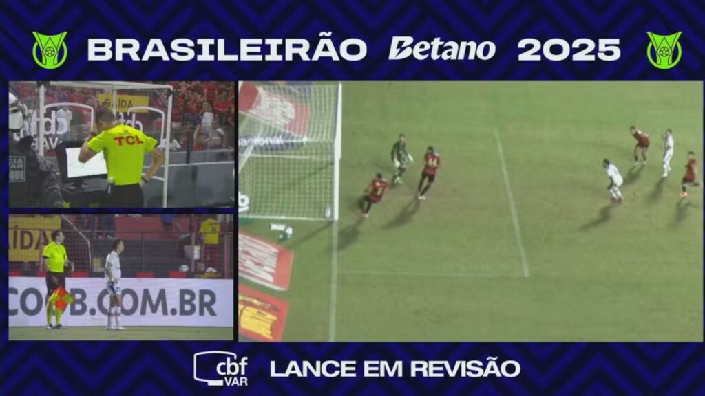 Análise do possível gol do Fortaleza. Foto: Reprodução