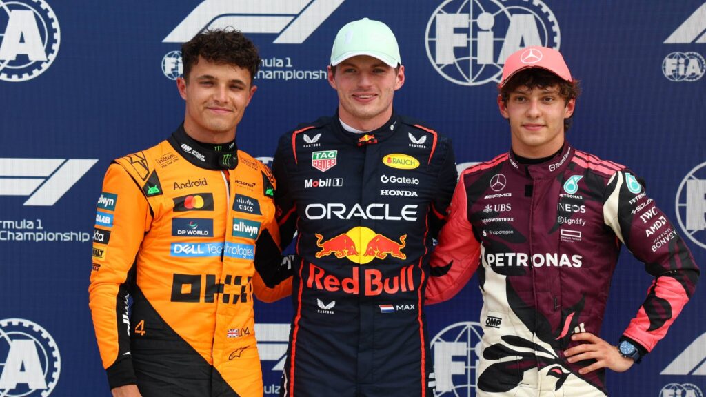 Max Verstappen terá a companhia de Lando Norris na primeira fila do GP de Miami. Foto: Reprodução/X