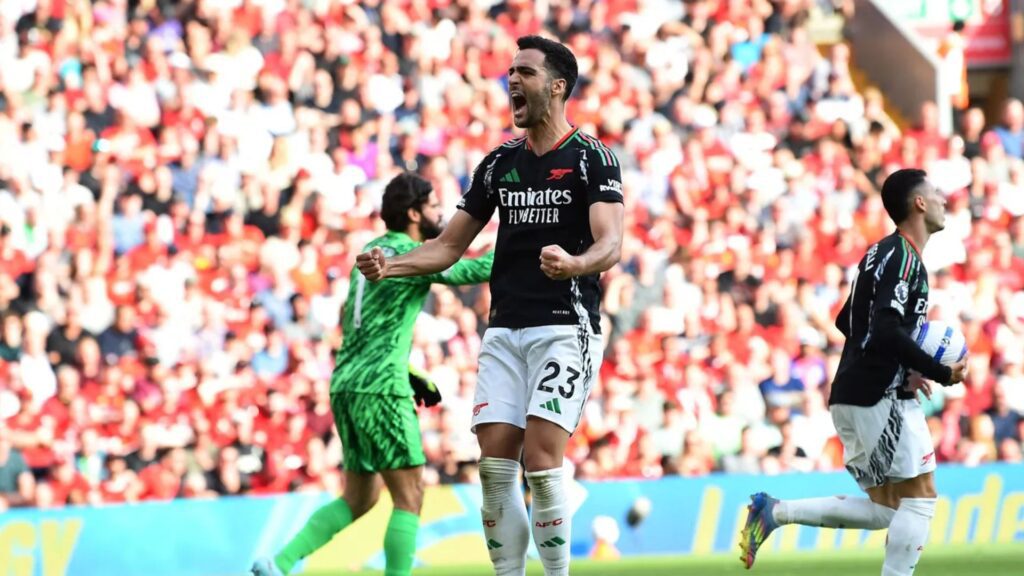 Merino comemora gol de empate do Arsenal