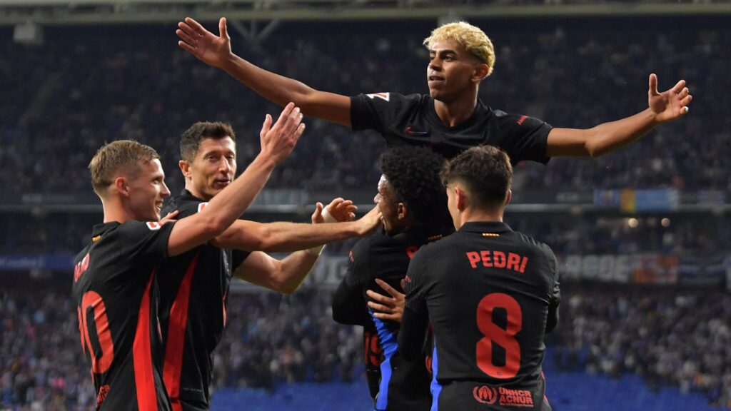 Lamine Yamal marcou um dos gols da vitória do Barcelona sobre o Espanyol (Foto: Manaure Quintero/AFP)