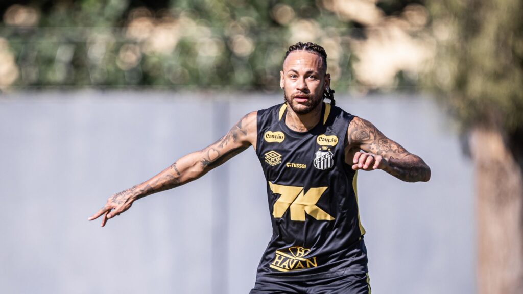 Neymar no treino do Santos desta terça-feira (20)