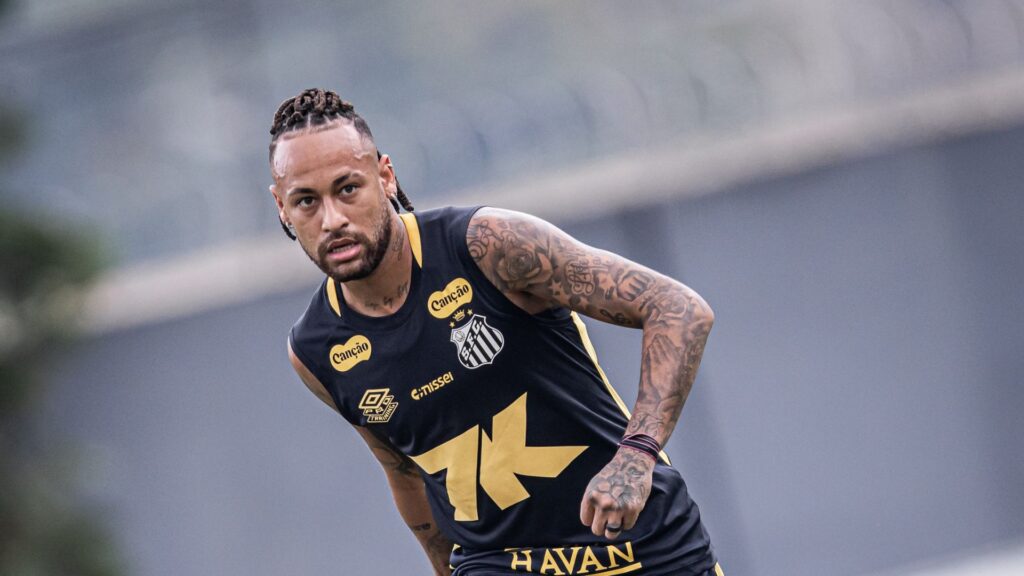Neymar em treino do Santos.