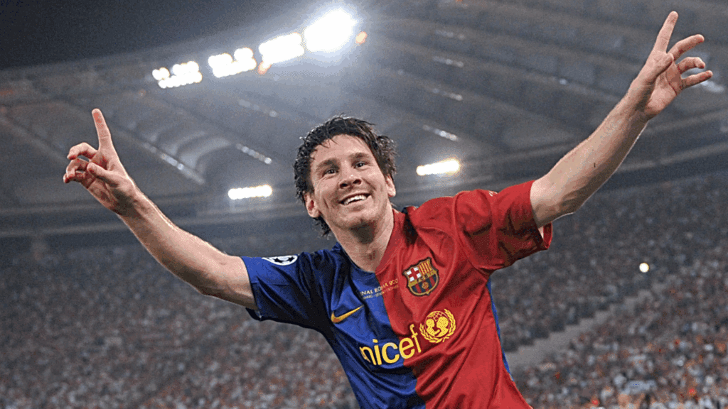 Messi comemora gol na final da Champions League 2009