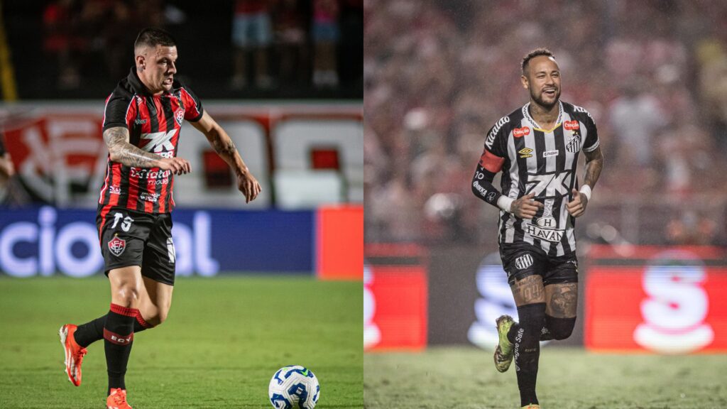 Renato Kayzer, do Vitória, e Neymar, do Santos.