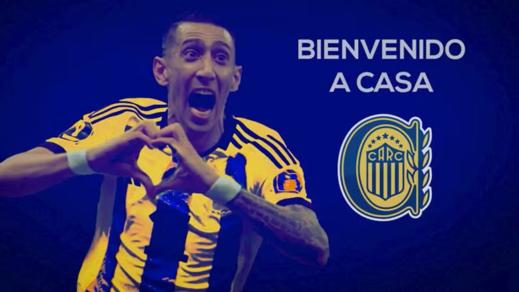 Anúncio de Di María como novo reforço do Rosario Central.