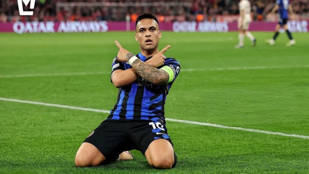 Lautaro Martínez comemora gol pela Inter de Milão.
