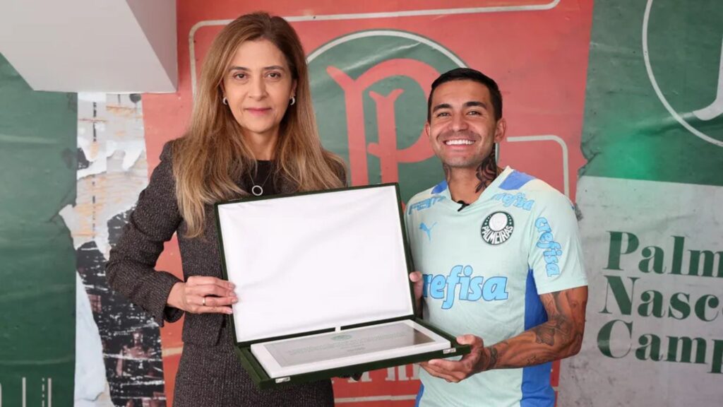 Leila Pereira e Dudu no Palmeiras.