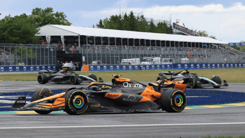 Lando Norris e George Russell disputaram liderança no GP do Canadá em 2024