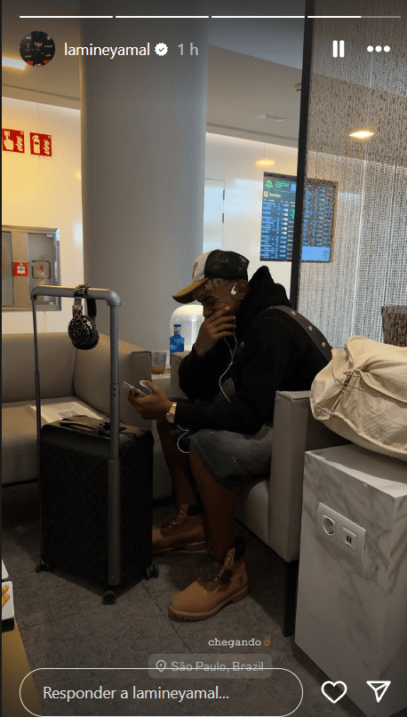 Lamine Yamal a caminho de São Paulo.