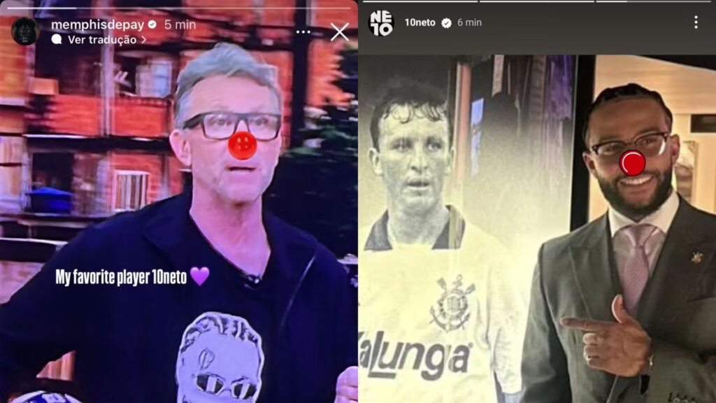Publicações de Memphis e Neto nas redes sociais.
