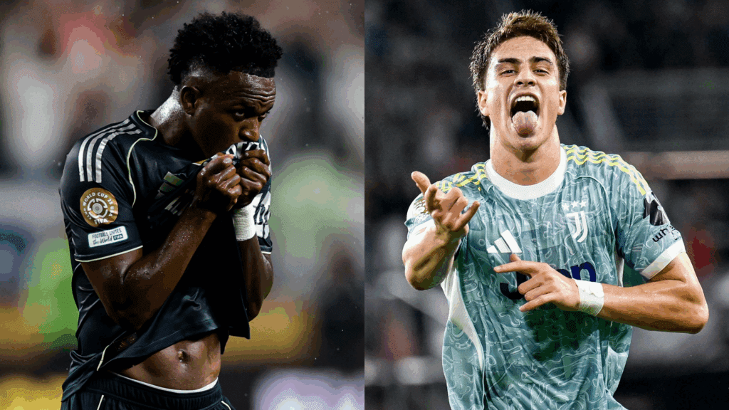 Vinícius Júnior e Kenan Yildiz são os principais jogadores de Real Madrid e Juventus