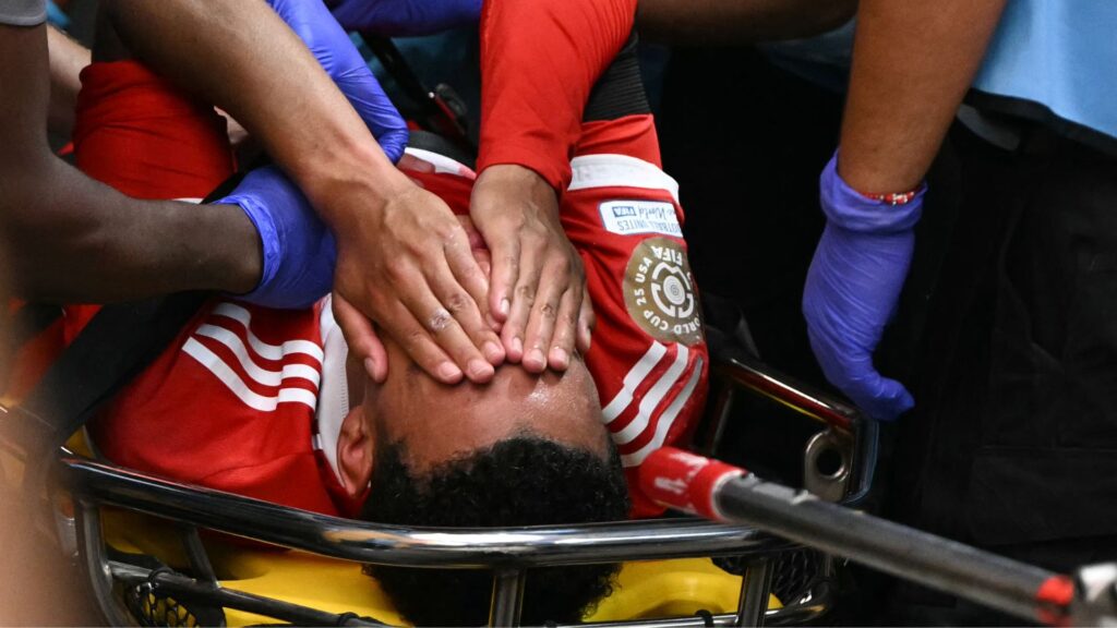 Musiala sofreu lesão grave no tornozelo (Foto: Patricia de Melo Moreira/AFP)