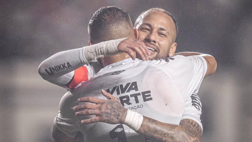 Neymar comemora gol do Santos em amistoso (Foto: Reprodução)