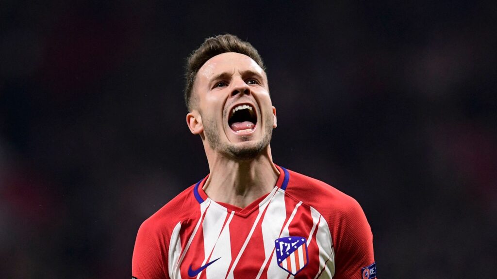 Saúl comemora gol pelo Atlético de Madrid