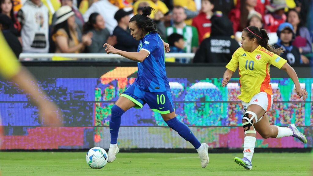 Marta marcou duas vezes na vitória do Brasil sobre a Colômbia (Foto: Lívia Villas Boas/CBF)