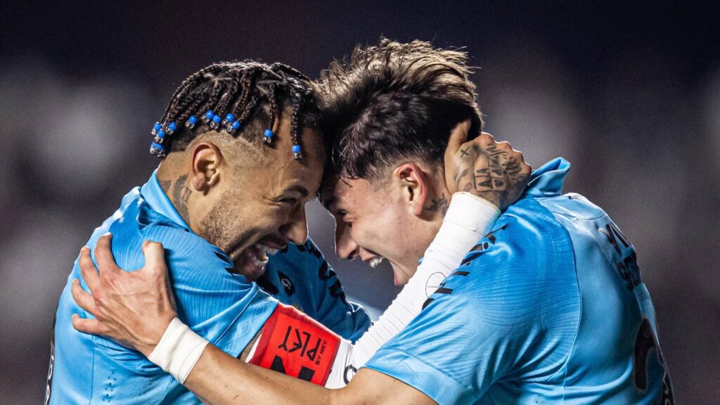 Neymar e Barreal foram os autores dos gols da vitória do Santos. Foto: Reprodução/X