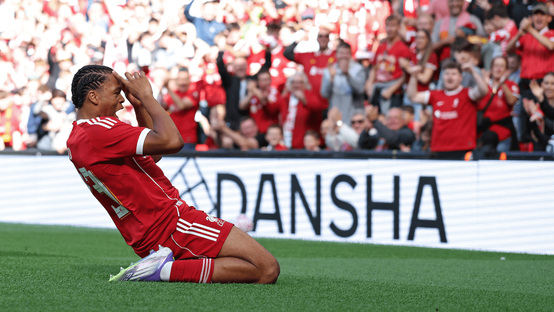 Rio Ngumoha marcou seu primeiro gol com a camisa do Liverpool diante do Athletic Bilbao