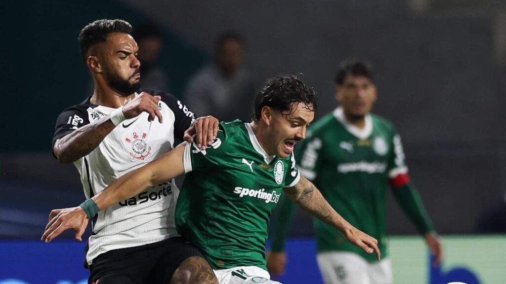 Corinthians jogou com um a mais boa parte do jogo. Foto: Cesar Greco/Palmeiras