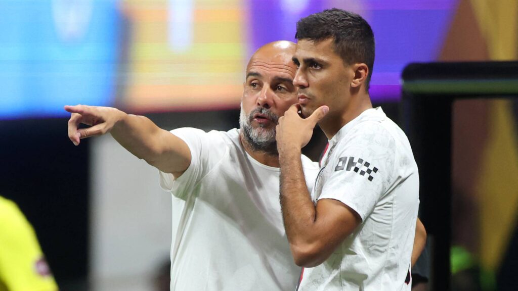 Guardiola deve contar com Rodri na partida contra o Tottenham. Foto: ALEX GRIMM / GETTY IMAGES NORTH AMERICA / Getty Images via AFP