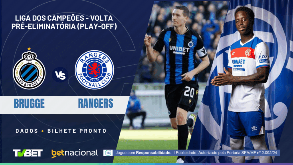 Club Brugge x Rangers: tempo real, onde assistir, horário, escalações e palpites