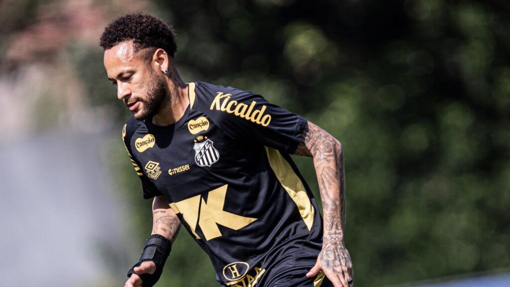 Neymar em treino do Santos.