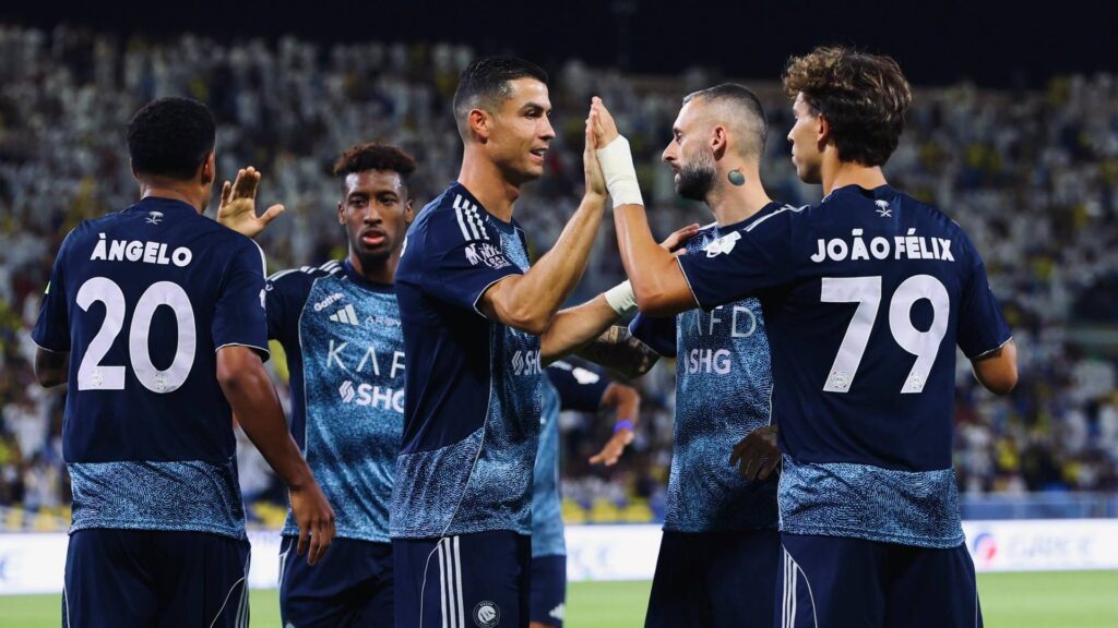 João Félix e Cristiano Ronaldo marcaram na vitória do Al-Nassr. Foto: Reprodução/X