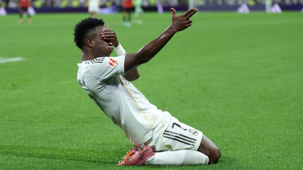 Vini Jr balançou as redes na vitória do Real Madrid. Foto: Thomas COEX / AFP